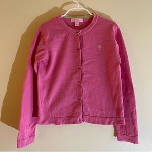 Lilly Pulitzer Girls Pink Cotton Cardigan with Jeweled Buttons Size 10